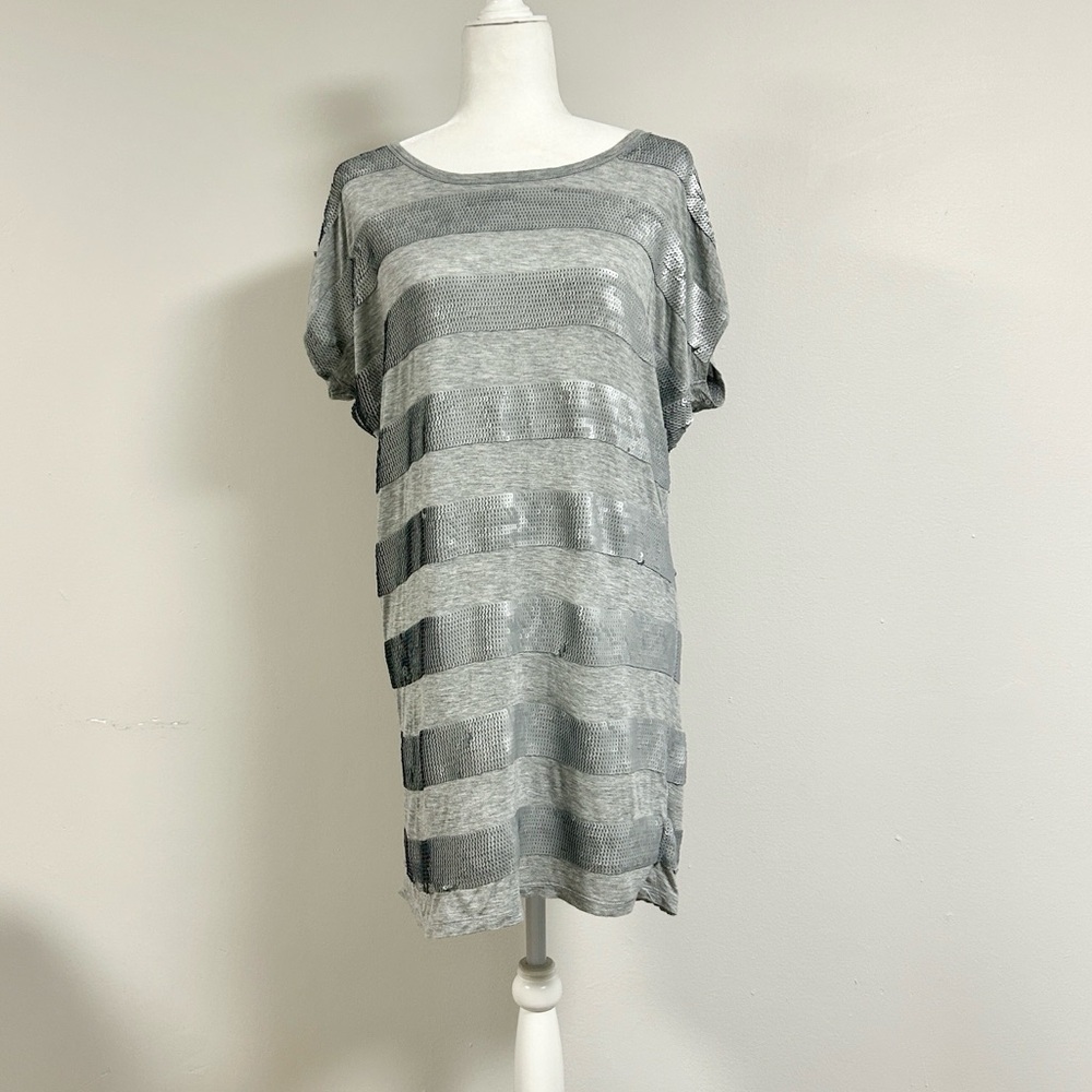 Michael Kors Gray Sequin T-Shirt Dress | Sample Sale | Size S